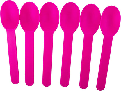 50PC Pink Plastic Dessert Spoons, 5.9"Ice Cream Spoons with Wide Handles for Party & Everyday Use