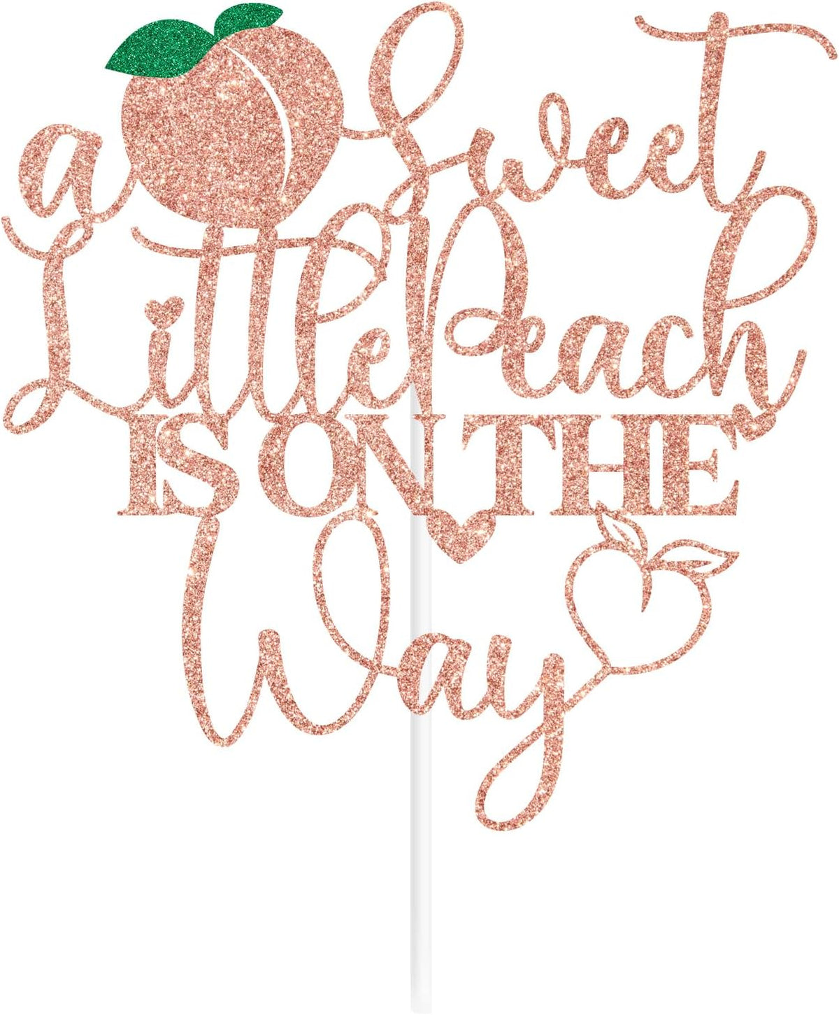 Rose Gold Glitter A Sweet Little Peach is on the Way Cake Topper, Welcome Peach/Sweet Little Peach, Funny Fruit Peach Themed Baby Shower Party Decorations Supplies