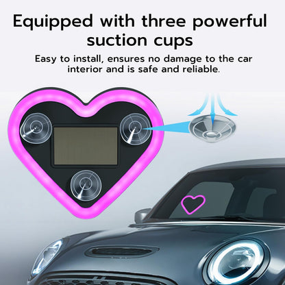 Car LED Ambient Light, Rechargeable Solar-Powered Heart-Shaped LED Light, 6 Lighting Modes, Romantic Car, Outdoor Decor, Ideal Gift for Couples, Women, Men - Pink (1 Pcs)