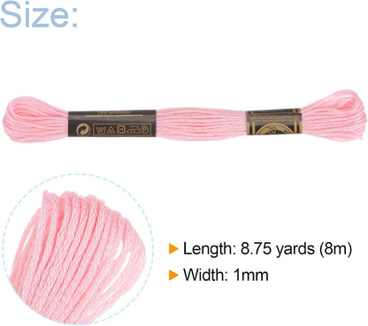 12 Skeins Embroidery Floss 8m Each Egyptian Long Fiber Cotton Cross Stitch Thread 26S/2x6 for Embroidery Projects Bracelet, Light Pink