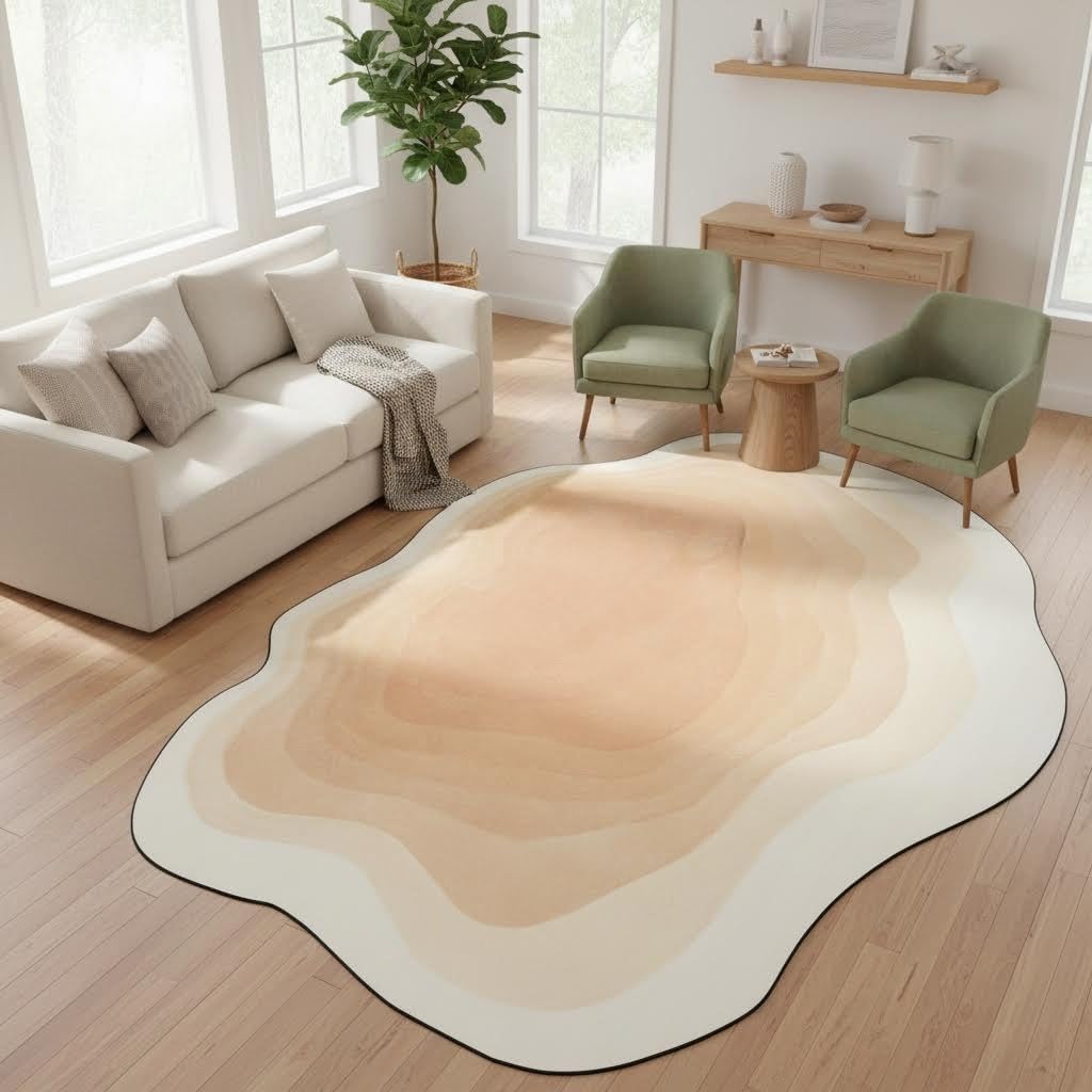 Contemporary Modern Geometric Peach Shaped Area Rug for Living Room Bedroom Dining Room 5x7 Carpet Home Office Playroom Ultra Washable Indoor Outdoor Rug