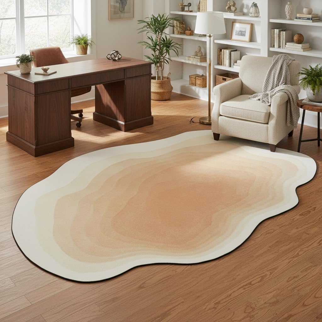 Contemporary Modern Geometric Peach Shaped Area Rug for Living Room Bedroom Dining Room 5x7 Carpet Home Office Playroom Ultra Washable Indoor Outdoor Rug
