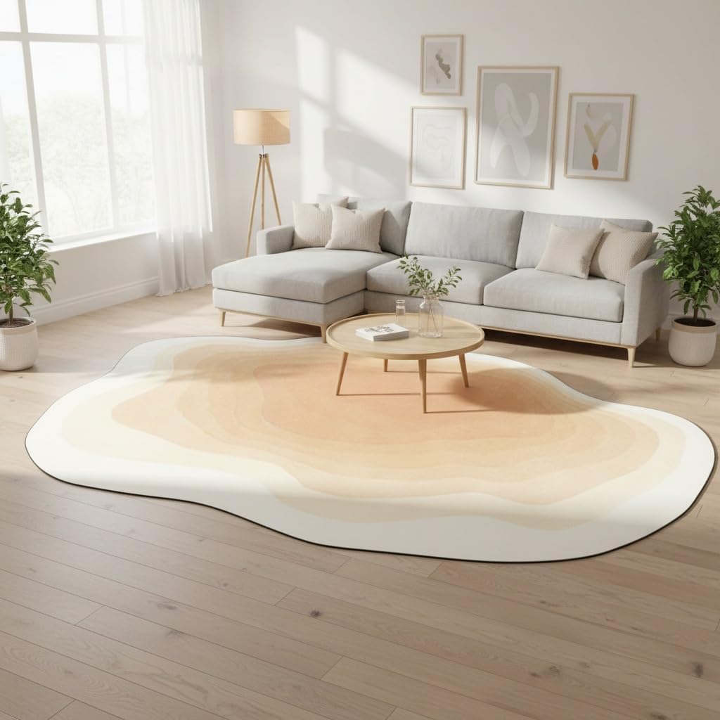 Contemporary Modern Geometric Peach Shaped Area Rug for Living Room Bedroom Dining Room 5x7 Carpet Home Office Playroom Ultra Washable Indoor Outdoor Rug