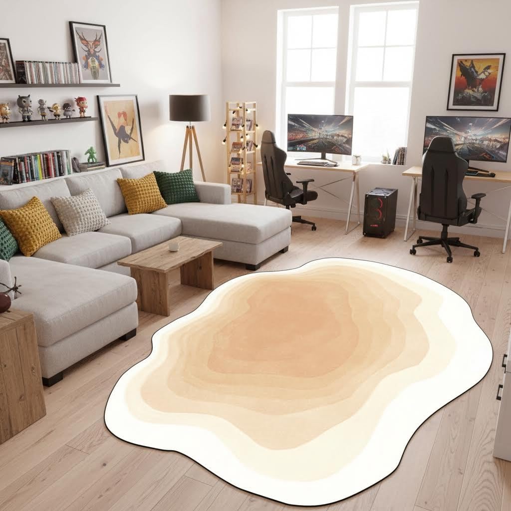 Contemporary Modern Geometric Peach Shaped Area Rug for Living Room Bedroom Dining Room 5x7 Carpet Home Office Playroom Ultra Washable Indoor Outdoor Rug