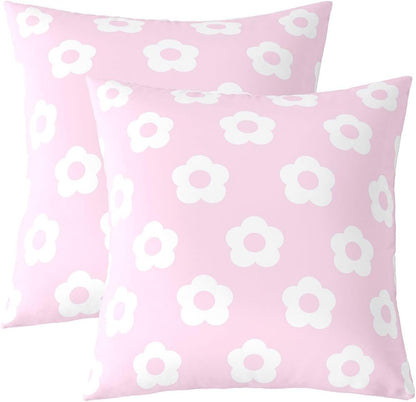 Light Pink Floral Throw Pillow Covers Set of 2 Princess Flower Cushion Case Romantic Plants Pattern Decor Pillowcase Indoor Outdoor Super Soft 22 x 22-Inch