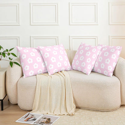Light Pink Floral Throw Pillow Covers Set of 2 Princess Flower Cushion Case Romantic Plants Pattern Decor Pillowcase Indoor Outdoor Super Soft 22 x 22-Inch