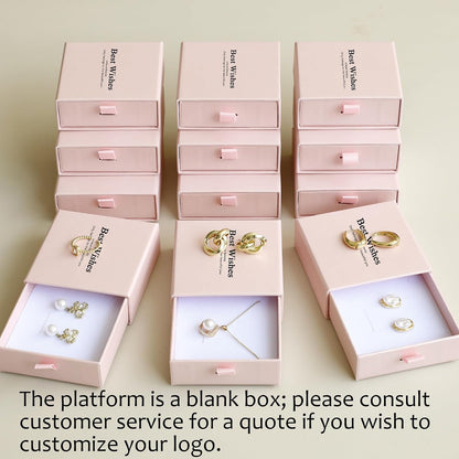 40Pcs Pearlescent Pink Small Jewelry Boxes 3.54×3.54×1.26in Cardboard Jewelry Gift Boxes Jewelry Packaging for Small Business for Necklace Ring Bracelet Earring Display Box