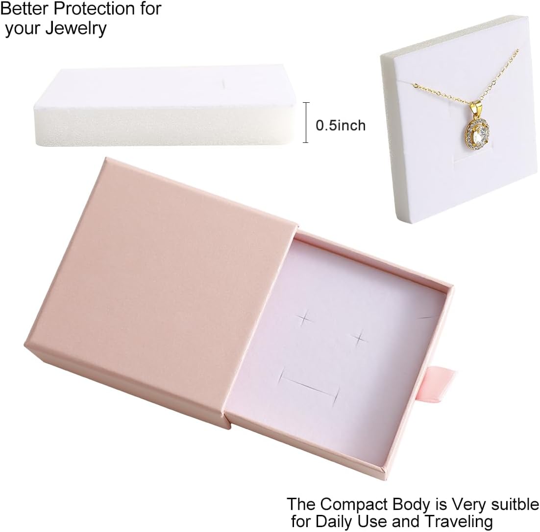 40Pcs Pearlescent Pink Small Jewelry Boxes 3.54×3.54×1.26in Cardboard Jewelry Gift Boxes Jewelry Packaging for Small Business for Necklace Ring Bracelet Earring Display Box