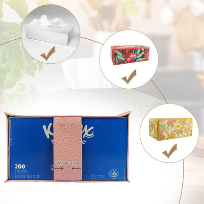 Tissue Box Cover PU Leather Tissue Holder Rectangle Facial Tissue Case Tissue Box Organizer Dispenser for Bathroom, Kitchen, Home, Office, Tabletop (SoftPink, Tall)