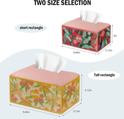 Tissue Box Cover PU Leather Tissue Holder Rectangle Facial Tissue Case Tissue Box Organizer Dispenser for Bathroom, Kitchen, Home, Office, Tabletop (SoftPink, Tall)