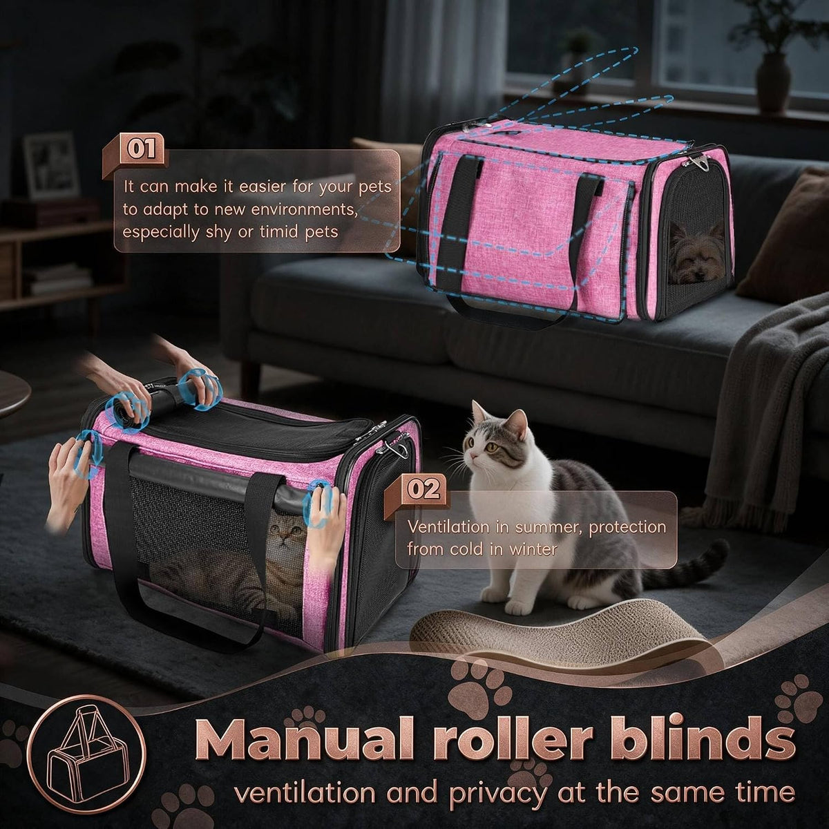 2 Packs 25 lbs Soft Sided Pet Carrier for Large Cat & Small Dog