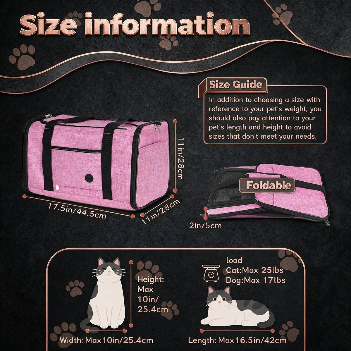 2 Packs 25 lbs Soft Sided Pet Carrier for Large Cat & Small Dog