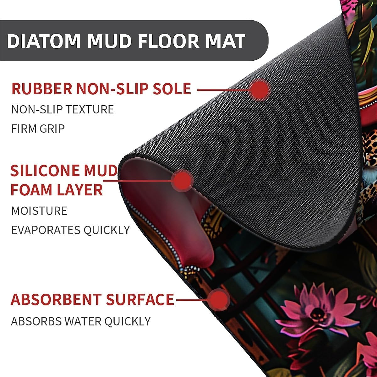 Diatomaceous Earth Bath Mat,Cheetah, Pink Couch Non-Slip Volume Super Absorbent Fast Drying Eco-Friendly Easy to Clean for Bathroom Kitchen Door mat 20×31Inch (50 * 80cm)