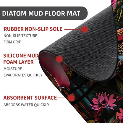 Diatomaceous Earth Bath Mat,Cheetah, Pink Couch Non-Slip Volume Super Absorbent Fast Drying Eco-Friendly Easy to Clean for Bathroom Kitchen Door mat 20×31Inch (50 * 80cm)