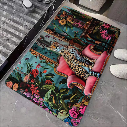 Diatomaceous Earth Bath Mat,Cheetah, Pink Couch Non-Slip Volume Super Absorbent Fast Drying Eco-Friendly Easy to Clean for Bathroom Kitchen Door mat 20×31Inch (50 * 80cm)