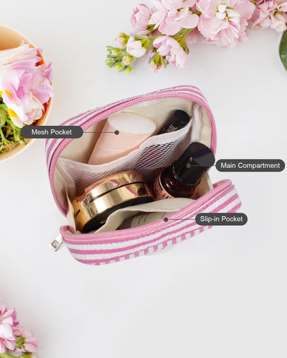 Unique Makeup Bag Cosmetic Bag, Pink Travel Toiletry Bag Sister Gifts Birthday Gifts Girlfriend Gifts for Women Her Makeup Storage Skincare Pouch