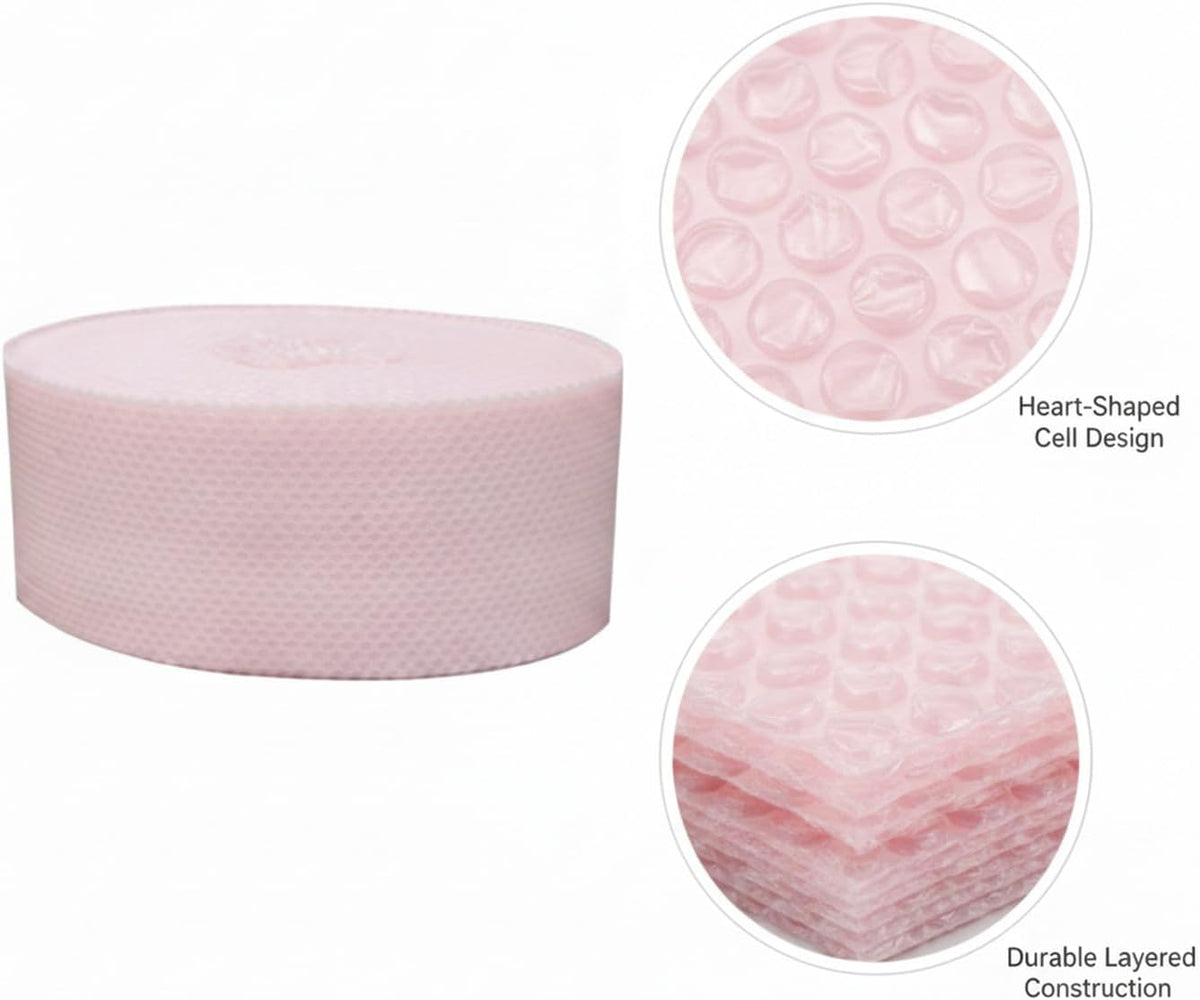 Heart Shaped Bubble Wrap Roll Pink for Gift Wrapping and Shipping Protection