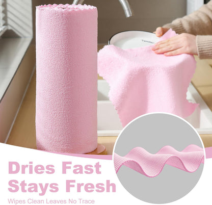 2 Roll Reusable Paper Towels,100 Sheets Tear Away Microfiber Cleaning Cloth, Lint Free Cleaning Rags for Kitchen, Dishcloth,Household Cleaning Supplies
