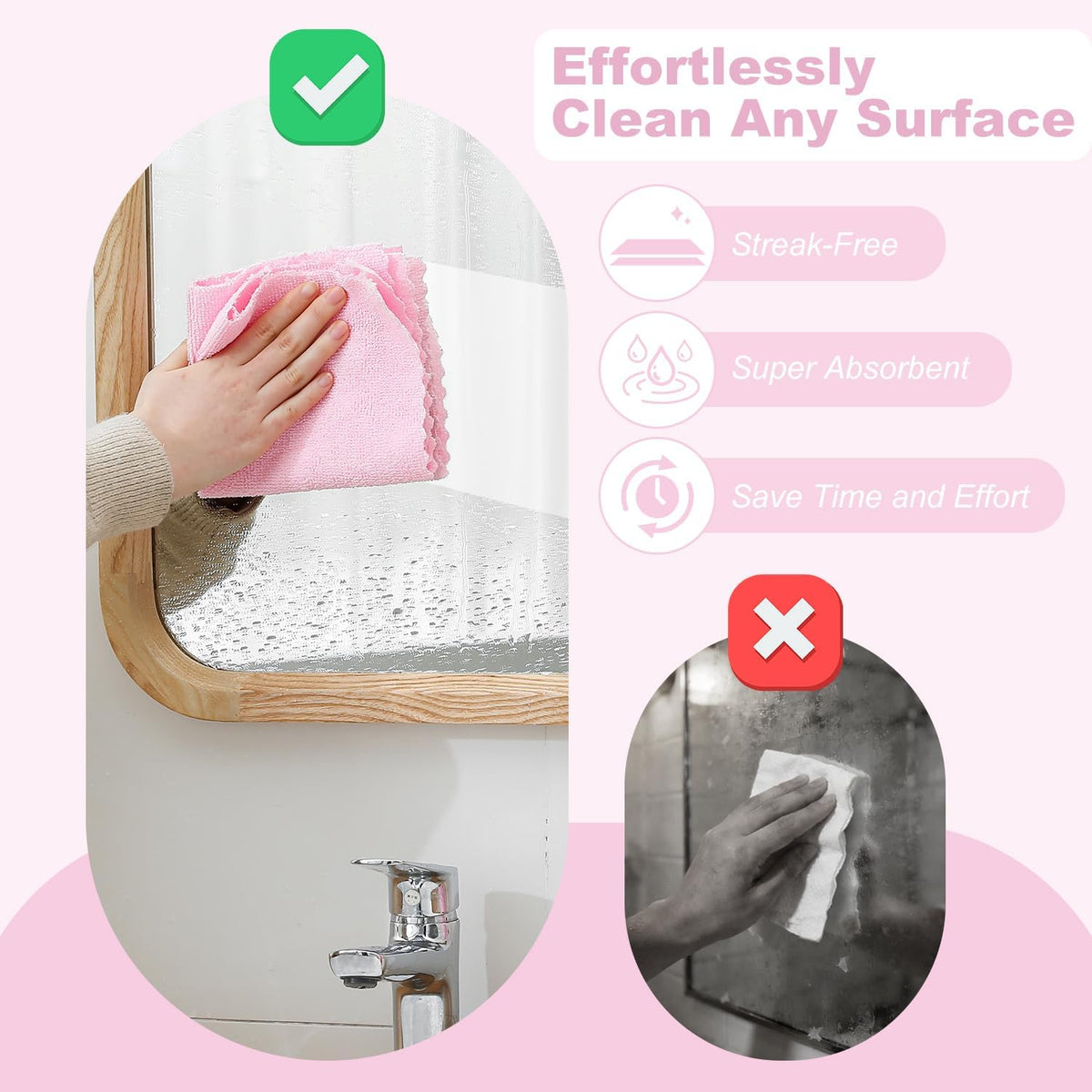 2 Roll Reusable Paper Towels,100 Sheets Tear Away Microfiber Cleaning Cloth, Lint Free Cleaning Rags for Kitchen, Dishcloth,Household Cleaning Supplies