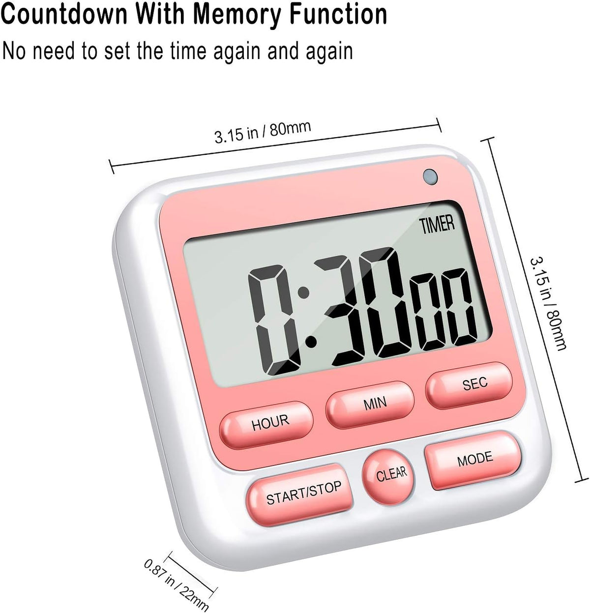 4-in-1 Digital Timer with Count Up/Down, Clock & Alarm, Ring & Silent Modes