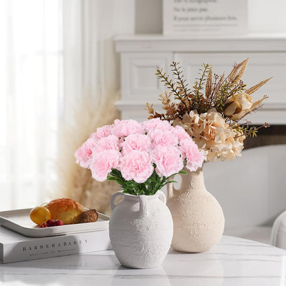 16PCS Pink Carnations Artificial Flowers 14.8'' Fake Carnation Silk Flowers with Single Stem Faux Carnations Flowers for Home Table Centerpiece Wedding Decor Floral Arrangements (Light Pink)