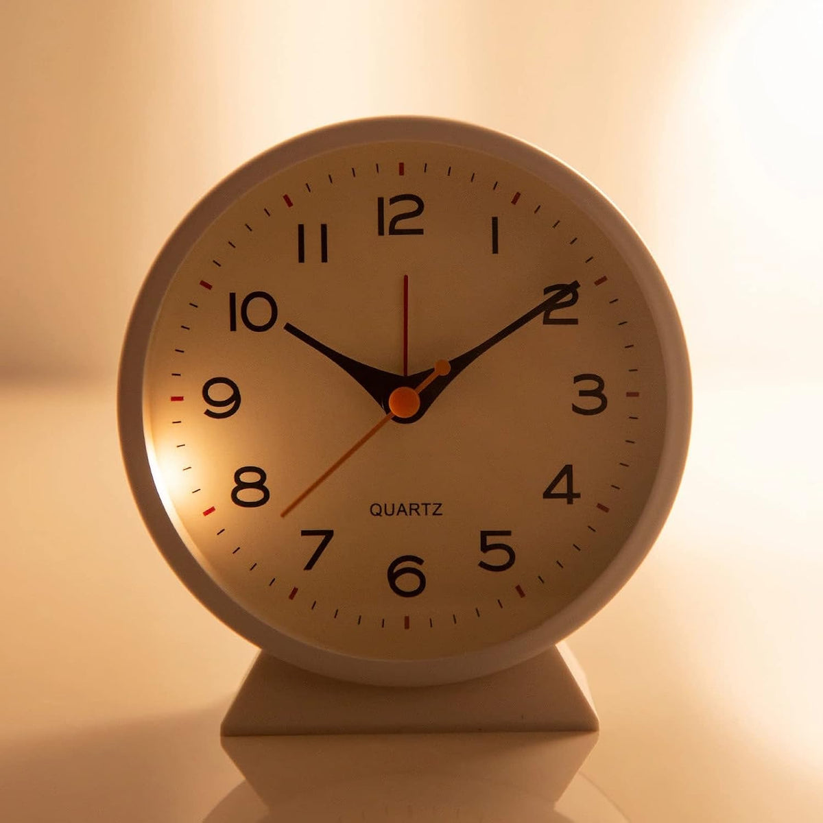 Small Antique Retro Analog Alarm Clock, 4.5" Desk Clock, Pink