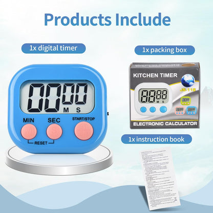 4 Pack Digital Kitchen Timer Magnetic Digital Timer with Big Display Loud Ring Cooking Timers for Kitchen Electronic Timer for Cooking, Game, Gym, Break Time, Classroom (Pink,Blue,Green,Purple, 4)