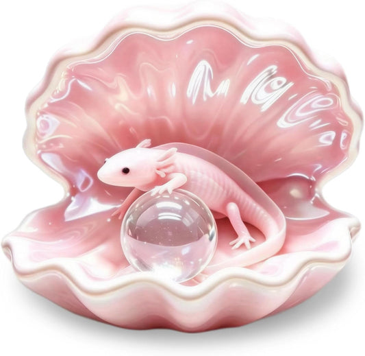 Axolotl Hide Shell - Ceramic Aquarium Cave, Glazed Axolotl Tank Decor, Fish Tank Accessories Shelter for Betta, Frog, Small Pets (Colorful, 1 Pack)