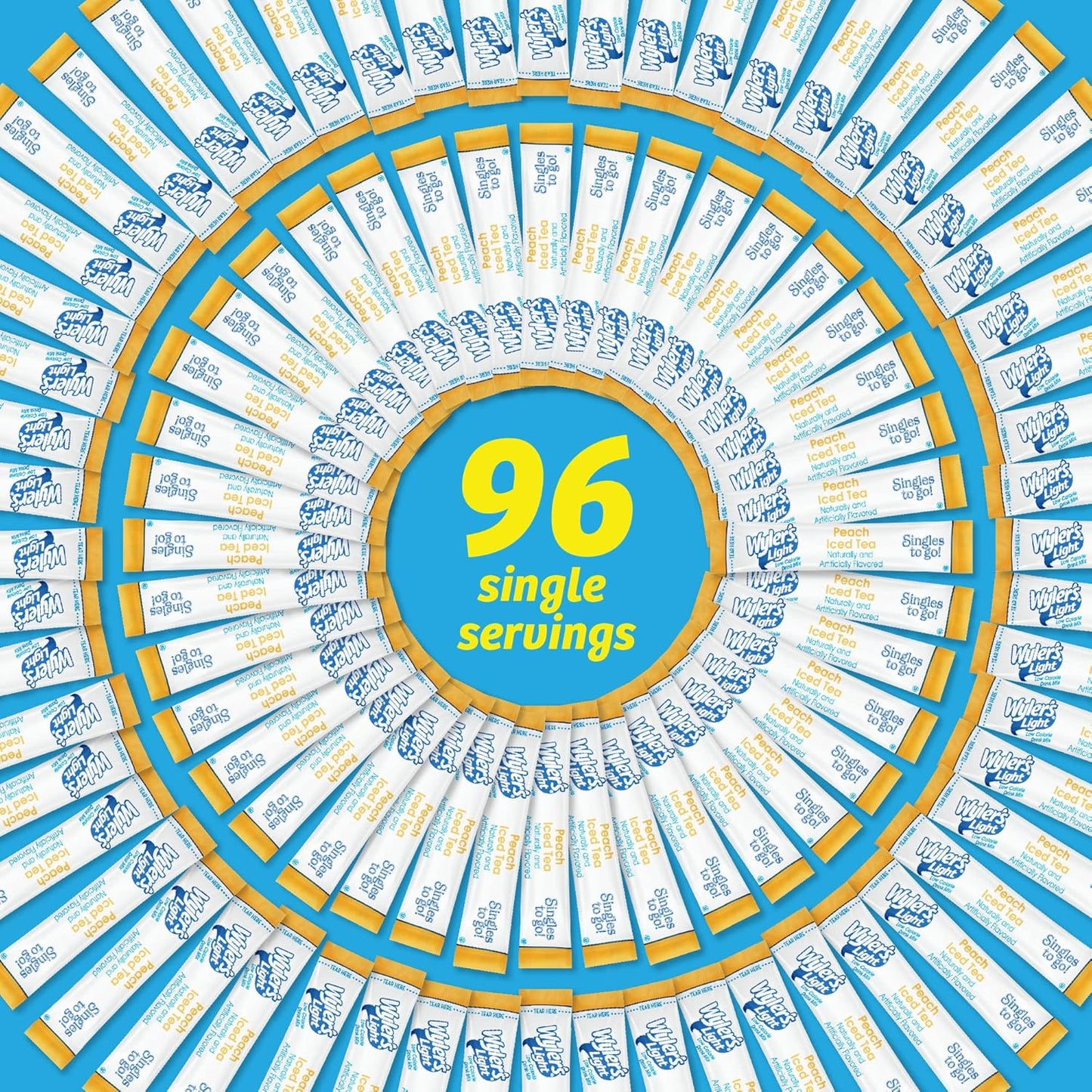 Singles To Go Powder Packets, Water Drink Mix, 96 Single Servings, Peach Iced Tea, 7 Ounce (Pack of 12), 5.64 Ounce