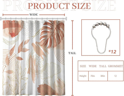 Coral Pink Peach Extra Long Shower Curtain, Tall 72x84 in