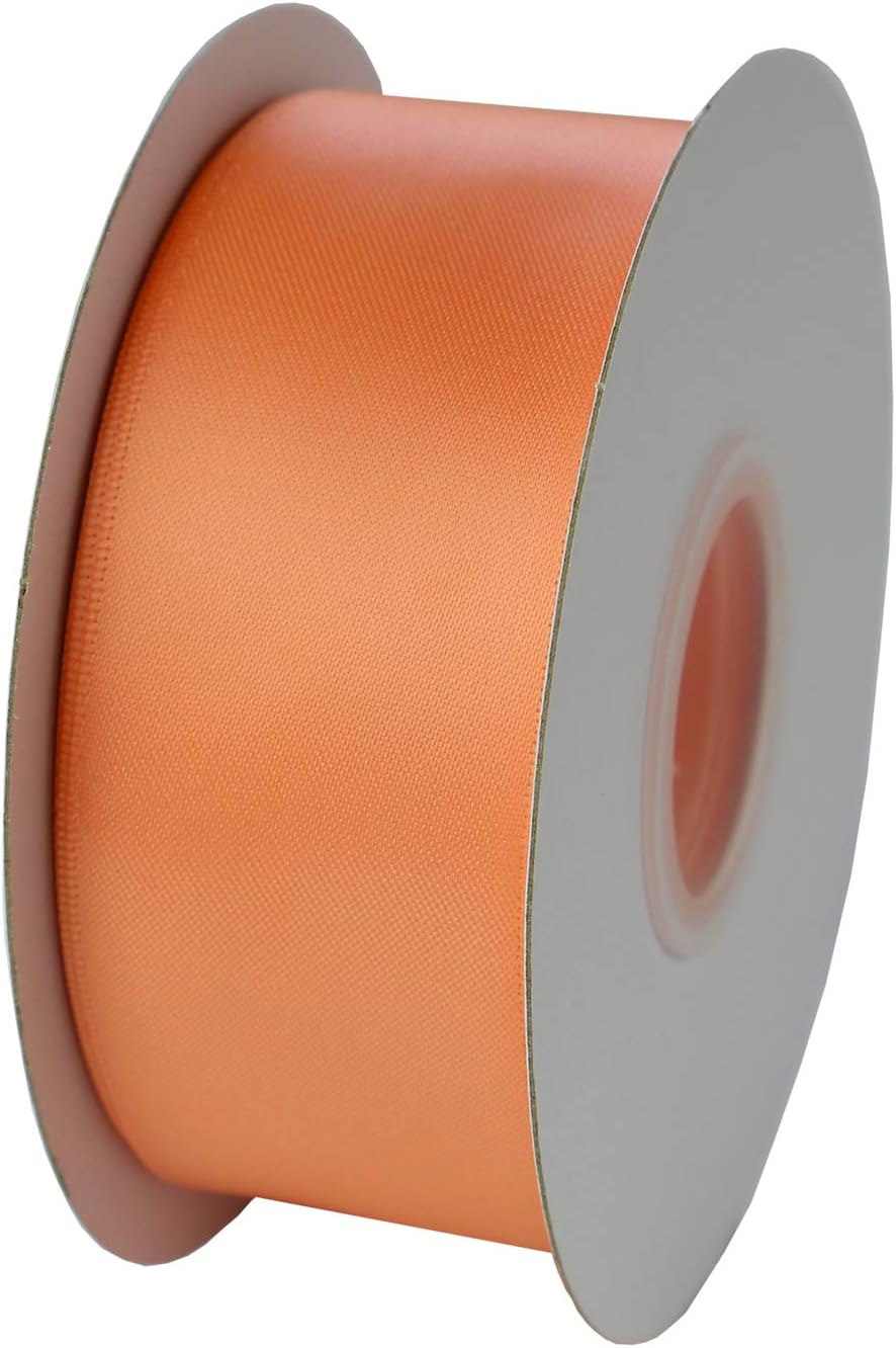 ITIsparkle 11/2" Inch Double Faced Satin Ribbon 25 Yards-Roll Set for Gift Wrapping Party Favor Hair Braids Hair Bow Baby Shower Decoration Floral Arrangement Craft Supplies, Peach Ribbon