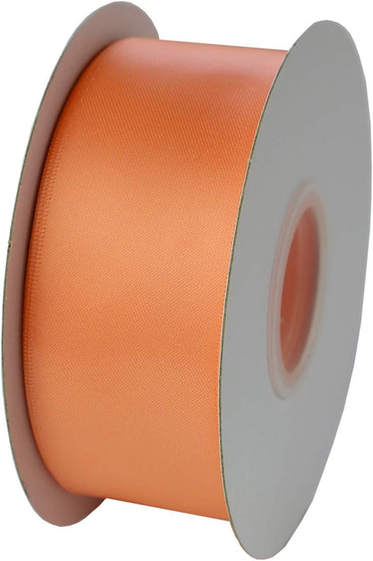 ITIsparkle 11/2" Inch Double Faced Satin Ribbon 25 Yards-Roll Set for Gift Wrapping Party Favor Hair Braids Hair Bow Baby Shower Decoration Floral Arrangement Craft Supplies, Peach Ribbon