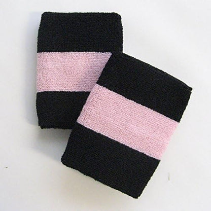 2-Color Striped Wrist Sweatbands, Terry Cloth, 1 Pair