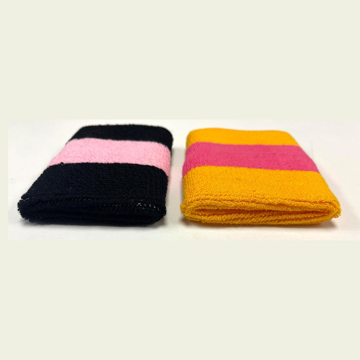 2-Color Striped Wrist Sweatbands, Terry Cloth, 1 Pair
