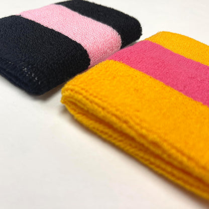 2-Color Striped Wrist Sweatbands, Terry Cloth, 1 Pair