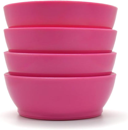 12oz Non-Spill Plastic Bowl Set, Hibiscus Pink, Set of 4