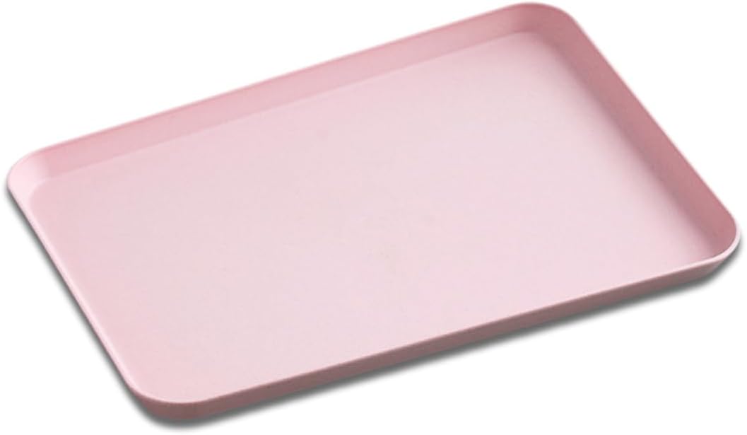 Fast Food Trays 10x14 Wheat Straw, Rectangular Serving Platter, Lunch Dinner Tray, Cafeteria Trays for Appetizer Snack Cafe Tea Outdoor Party, Dishwasher Safe (Pink)