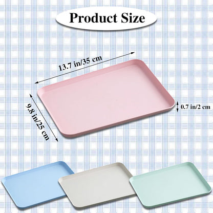 Fast Food Trays 10x14 Wheat Straw, Rectangular Serving Platter, Lunch Dinner Tray, Cafeteria Trays for Appetizer Snack Cafe Tea Outdoor Party, Dishwasher Safe (Pink)