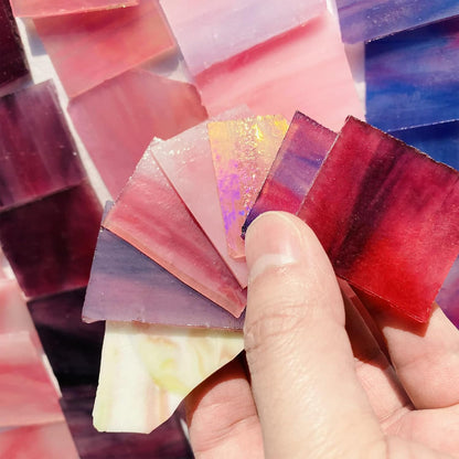 Pink and Purple Glass Mosaic Tiles, Irregular Stained Glass Scraps Sheets, Mosaic Pieces for Crafts, 35oz/1kgs Value Pack