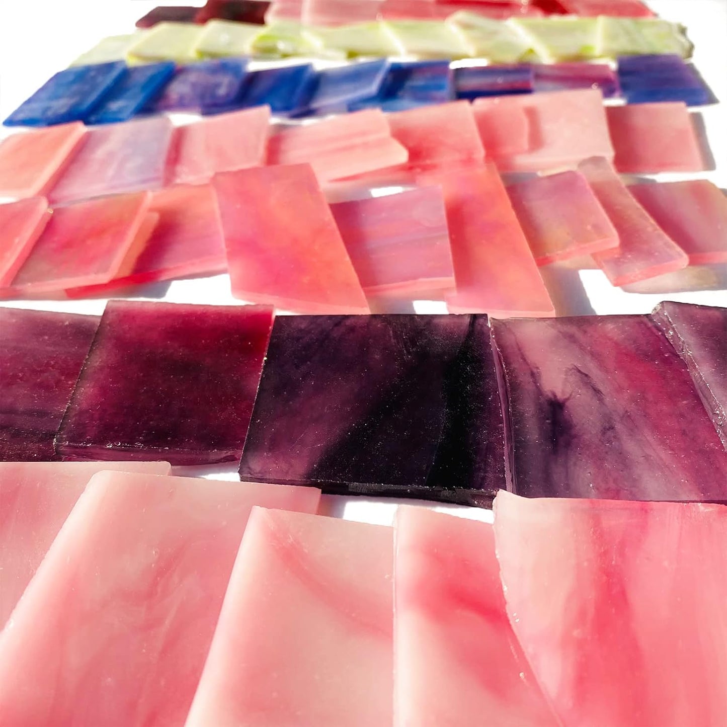 Pink and Purple Glass Mosaic Tiles, Irregular Stained Glass Scraps Sheets, Mosaic Pieces for Crafts, 35oz/1kgs Value Pack