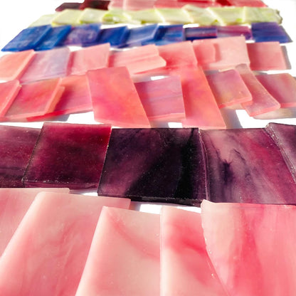 Pink and Purple Glass Mosaic Tiles, Irregular Stained Glass Scraps Sheets, Mosaic Pieces for Crafts, 35oz/1kgs Value Pack