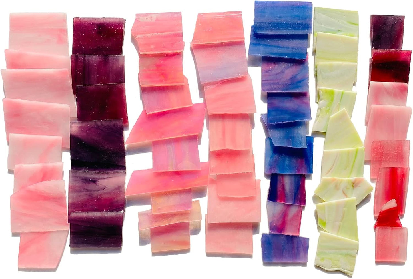 Pink and Purple Glass Mosaic Tiles, Irregular Stained Glass Scraps Sheets, Mosaic Pieces for Crafts, 35oz/1kgs Value Pack