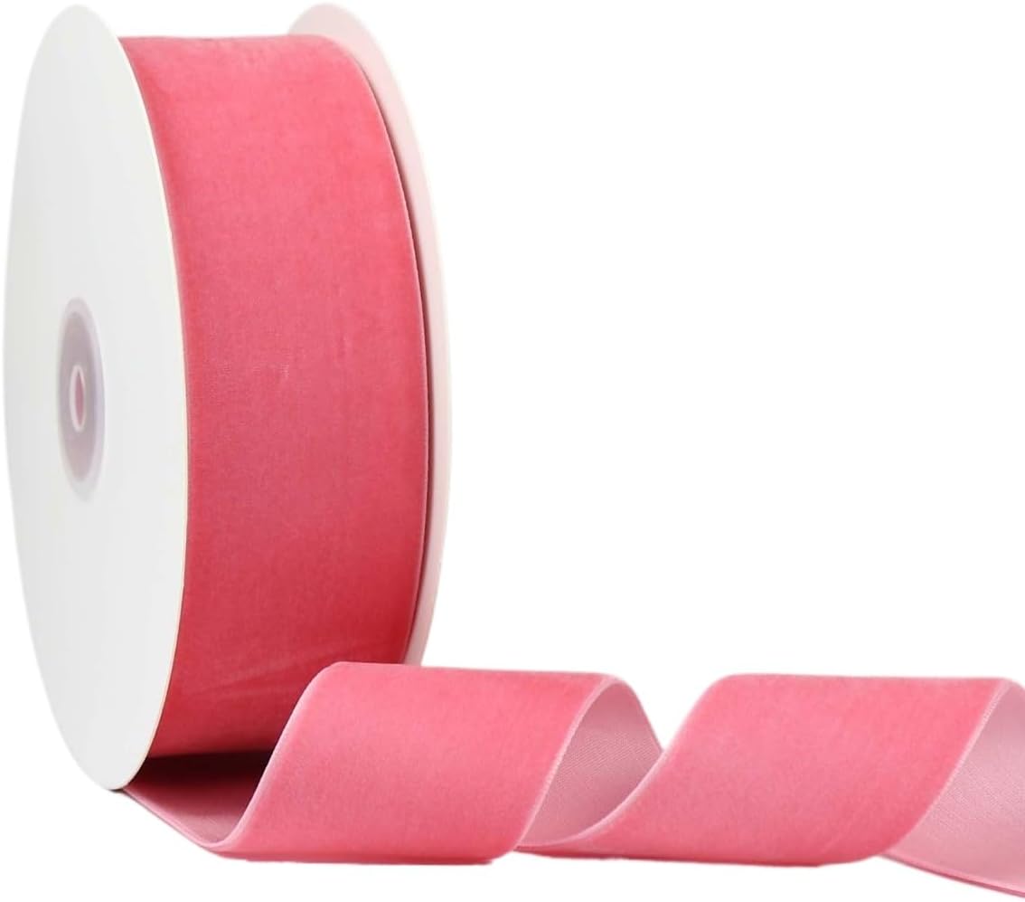 Velvet Ribbon for Gift Wrapping Christmas Decoration (07 (Peach), 1-1/2'' (38mm) x 10 Yards)