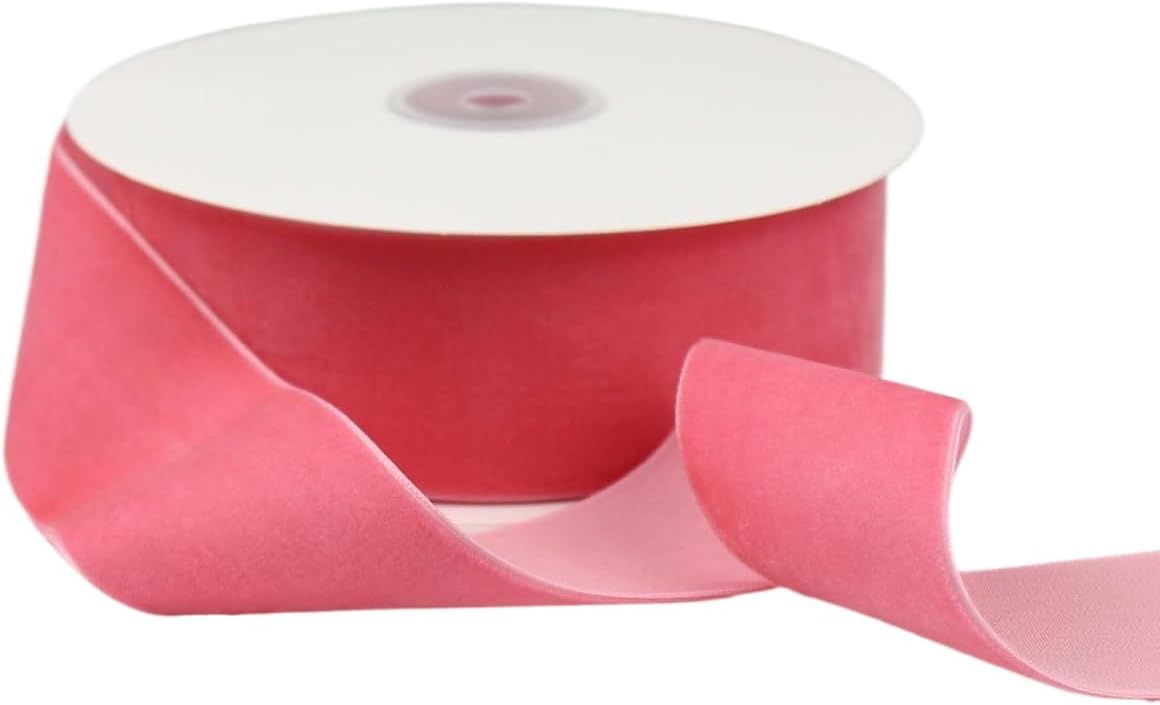 Velvet Ribbon for Gift Wrapping Christmas Decoration (07 (Peach), 1-1/2'' (38mm) x 10 Yards)