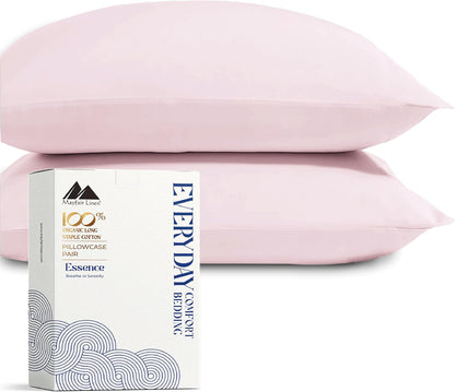 Organic Cotton Queen Pillow Cases Set of 2 (21" x 32"), Blush