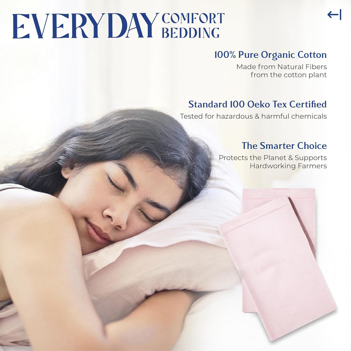 Organic Cotton Queen Pillow Cases Set of 2 (21" x 32"), Blush