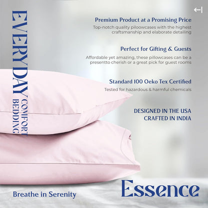 Organic Cotton Queen Pillow Cases Set of 2 (21" x 32"), Blush