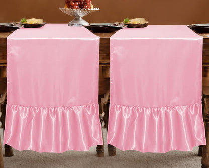 2 Pack Pink Satin Table Runner 12 x 72 Inch