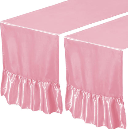 2 Pack Pink Satin Table Runner 12 x 72 Inch