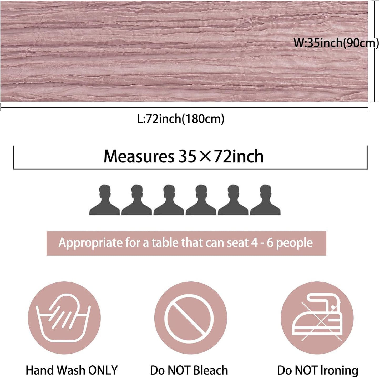 12 Pack Cheesecloth Table Runner 35x72 Inch Boho Gauze Rustic Cheese Cloth Long Romantic Table Runner for Wedding Bridal Shower Birthday Party Table Decor (Dusty Pink)